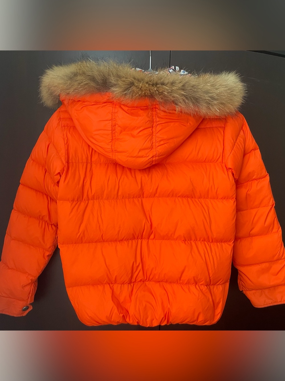MonnaLisa Hitch hiker Orange Jacket with real fur collar Size 10-12 - Picture 8 of 8
